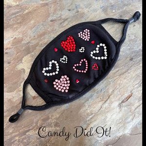 NWT Handmade Candy Did It! Hearts Double Layer With Soft Quilt Layer Face Mask